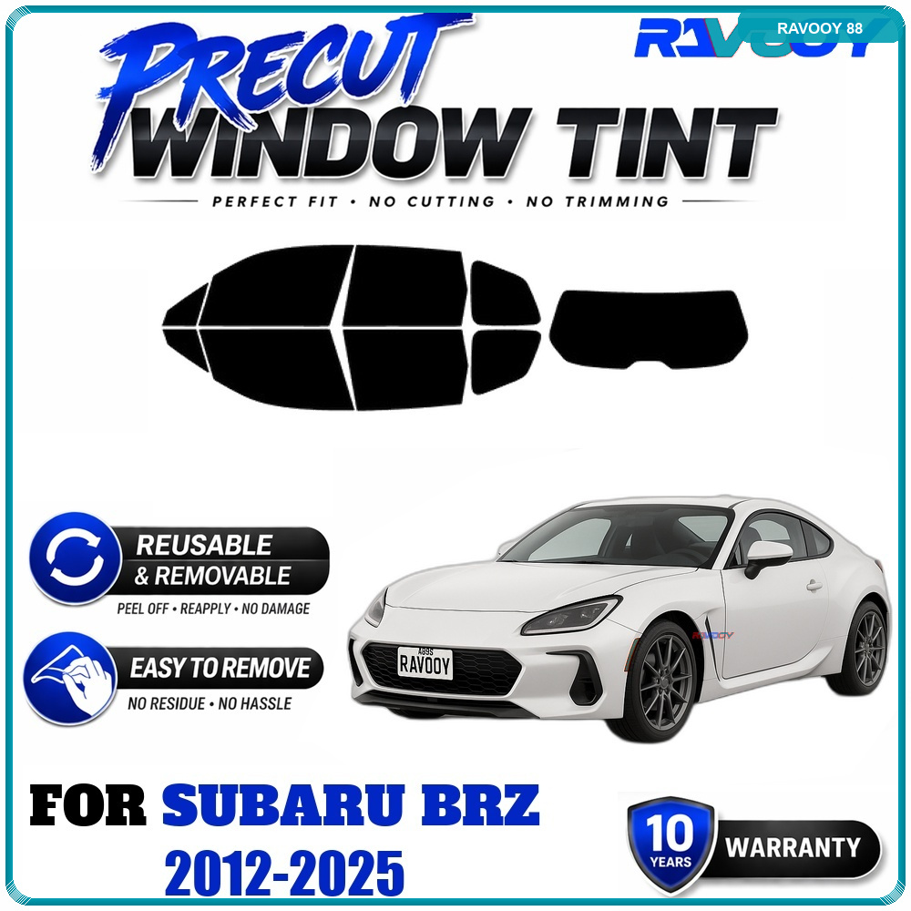 Air Bubble Remover - RAVOOYプレカットウィンドウティント、再利用可能な取り外し可能なEPUフィルム、スバルBRZ 2012-2025年モデルにカスタムフィット、UV熱保護