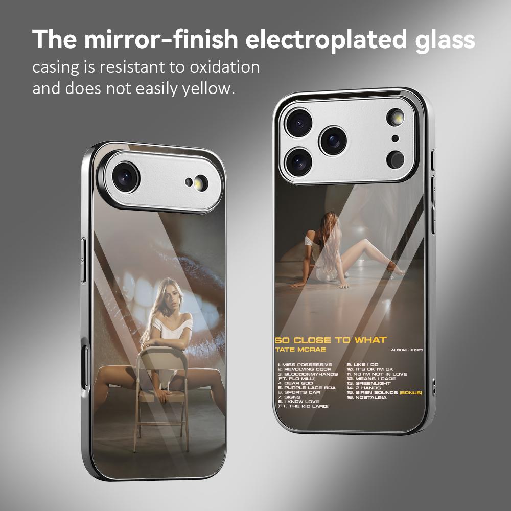 Apple Iphone 15 - 歌手T-Tate McRaeのiPhoneケース、iPhone 17、16、15、14、13、12 Pro Max Plus対応、電気メッキメタルバンパー、耐衝撃ケース