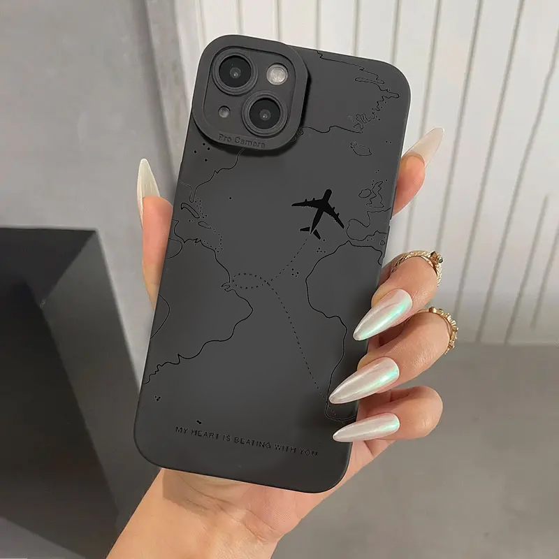 旅行をイメージした飛行機ルートデザインのスマホケース、Sam - Samsung Galaxy A55 のレビューと価格