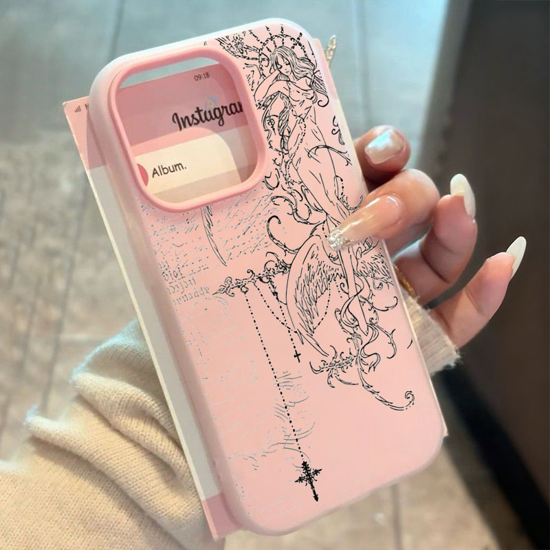 ゴシックスタイルの天使の十字線描画デザインのスマホケース、S - Samsung Galaxy A55 のレビューと価格