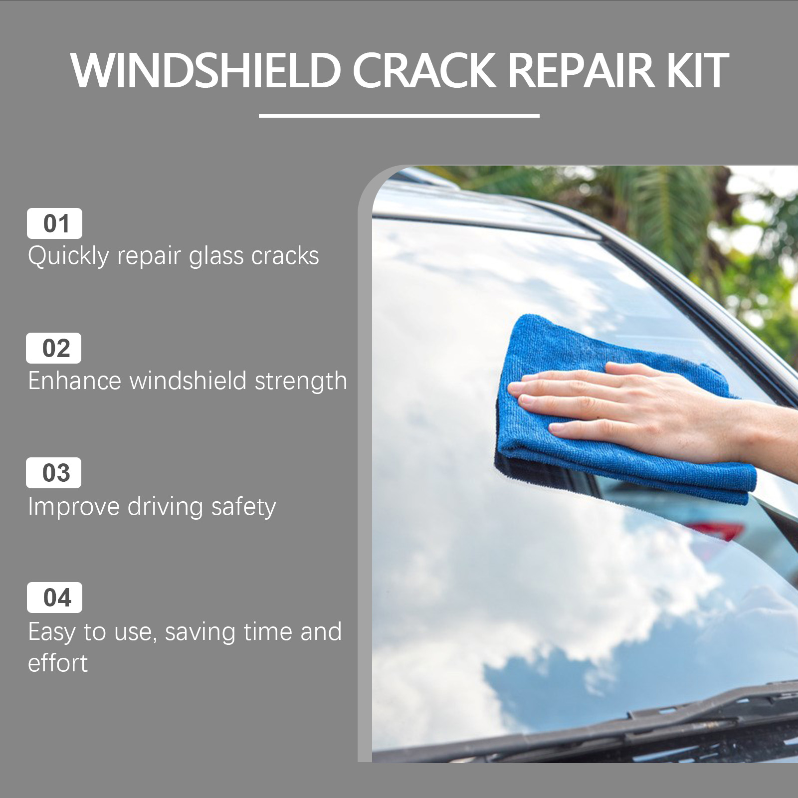 フロントガラス修理キット。速乾性で、車のガラスを修復し、ひび - Liquid Uv Glue Kit のレビューと価格
